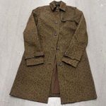 ZARA  Basic Women's‎ XS Army Green Leopard Animal Print Trench Coat Long Pockets Photo 0