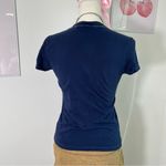 American Eagle  Vtg Y2K Navy Tiki Baby Tee Preppy Bella Swan‎ Tight Womens Size S Photo 3