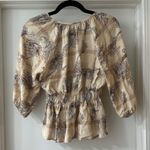 Harvé Benard  Beige Boho Floral Blouse with 3/4 Sleeves, Size M Photo 7