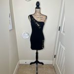 DO+BE NTM: One Shoulder Bodycon Cut Out w/ Metallic Chains Black Mini Dress Sz S Photo 1