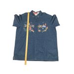 Bobbie Brooks Woman Embroidered Denim Shirt Cottagecore Short Sleeve Top Blue Size 18 Photo 5