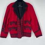 Unique Embroidered Wool Jacket Red/Black Size XL Made in Guatemala unisex Red Photo 1