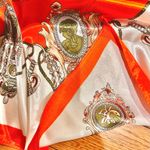 VINTAGE Tassel and Rope baroque Pattern orange /SQUARE SILKY SCARF 35/35 Photo 14