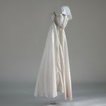 Mike Benet White Formal Gown One Shoulder Beaded Bodice Vintage 60 70 Dress 8 Blue Photo 3