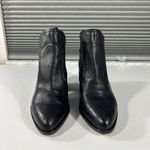 1. State  Leather Slingback Booties Womens 7.5 Black Block Heel Strappy Open Shoes Photo 15