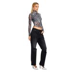 SER.O.YA Sana Top in Grey Ocelot XSmall Womens Long Sleeve Blouse Gray Size XS Photo 4