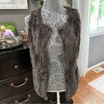 Melody Faux Fur Vest Gray Soft Plush Cozy Layering | Adjustable Waist Size Small Brown Photo 1