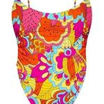PALMS AWAY BRIGHT FLORAL ONE PIECE SWIMSUIT BELTED VIBRANT WOMEN SIZE MEDIUM Pink Photo 0