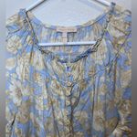 Rebecca Taylor Short Sleeve Satin Leaf Floral 100% Cotton Maxi Dress Size 8 Photo 6