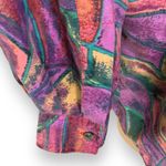 Vintage Diana Marco Shirt Abstract Print Purple Silk Button Up Long Sleeve Size 14 Photo 3