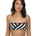 DKNY Essential Perks Spliced Bandeau Bikini Swim Top Black White Size XS Photo 0