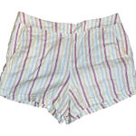 Gap ‎ Linen Blend Shorts Womens XL Striped Yellow Pink Blue High Rise Beach Boho Photo 0