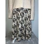 Women's Silk & Cotton Brown & Beige Floral Midi Skirt 6 Photo 2