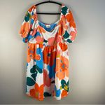 Boutique BiBi Floral Puff Sleeve Square Neck Babydoll Mini Dress XL Retro Style 70s New Photo 9