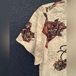 Affliction  Sacred Heart Roses Embroidered Crop Tee Women White & Red Size Medium Photo 9