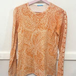 J. McLaughlin  Paisley Orange Crew Neck Long Sleeve Sweater Size M Photo 0