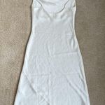 Aritzia Wilfred Only Satin Cowlneck Slip Midi Dress Light Birch XS Extra Small White Photo 3