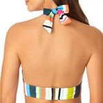 Anne cole Women's Multi Color Colorblocked Stripe Tie Halter Swimsuit Top XS Photo 1
