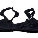 Aerie Ruffle Wide Strap Scoop Bikini Swim Top Women's Size Small Black Photo 1