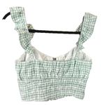 WAYF Smocked Waist Top Ruffle Sleeve Medium Farm Girl Beach Summer Fun Cropped Photo 2