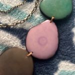 Anthropologie  Tauga Assorted Leather Tie Metal Chain Long Bib Necklace Photo 2