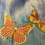 Standard Grace Shiny Denim Look Boho Off The Shoulder Top w/Butterflies Photo 4