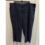 NYDJ ‎ Linen Blend Crop Wide Leg Pants 14W Navy Classic Nautical Preppy Resort Photo 2