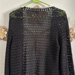 I.E. Vintage Womens Black Crochet Long Sleeve Button Front Cardigan Size Medium Photo 5