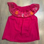 Handmade Vibrant Mexican Embroidered Peasant Off Shoulder Floral Top Boho Pink Photo 0