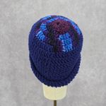 Blue Purple Crochet Knit Bucket Cap Hat Fun Vintage Y2K Funky Beanie Photo 3
