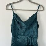 Lulus Simply Stunning Dark Teal Embossed Satin Jacquard Floral Dress NWT Small Photo 2