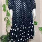 Susan Tudor Vintage Black Polkadot 1980’s Peasant Dress Size M Photo 10
