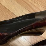 Stuart Weitzman  Womens Black Brown tortoise Patent Leather Wedge Heels Photo 7