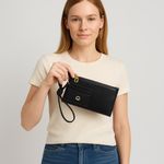 Time and Tru Women’s Clutch Wristlet & Card Case Set – Black Photo 2