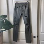 H&M Divided Moto Skinny Jeans Olive Green Distressed 29 Photo 16