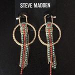 Steve Madden  Aztec Hoops Turquoise & Coral Beads Photo 0