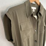 Monteau NEW Olive Green Cargo Jumpsuit Cap Sleeve Silky Pockets Small Belted Utility Photo 4