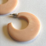 Vintage Retro Light Pale Pink Marbled Boho Hoop Pierced Earrings Photo 3