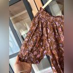 Gap New  block print blouse ruffle off shoulder scoop neck top short puff sleeve Photo 4