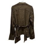 Free People  Oversized Draped Open Front Cardigan Jacket Brown Linen Blend size L Photo 7