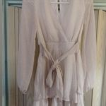 Japia womens dress sheer tan patterned ruffled ties with belt size Small Photo 0