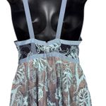 Alexis Isabella Blue Floral Lace Maxi Gown V Neck Spaghetti Straps Ribbon Small Photo 4