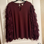 Cato Long Sleeve Fringy/Feather Top Photo 0