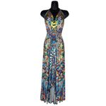 Venus Fairy Rhinestone Halter Maxi Dress High‎ Low Colorful Bohemian Sleeveless Flowy Photo 2