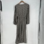 Gap Maxi Dress Womens Large Brown Floral Smocked Waist Ruffle Puff Sleeve V-Neck Photo 9