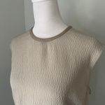 Helmut Lang  light gray silk &  leather sleeveless top size P Photo 2