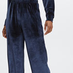 Fabletics Velour Zip Wide Leg Jumpsuit Navy Blue L Loungewear Y2K Athleisure Photo 0