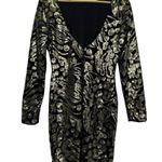 Dress the Population Lola Black Gold Sequin Velvet Long Sleeve Bodycon Dress M Photo 4