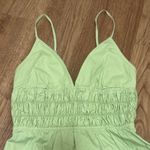 ZARA  X-Small Poplin Bright Green Ruched Midi Dress Pockets 100% Cotton Photo 3