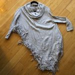 Free People  Temptress Cowl Neck Sweater Light Gray Size XS Tassels Asymmetrical Photo 0